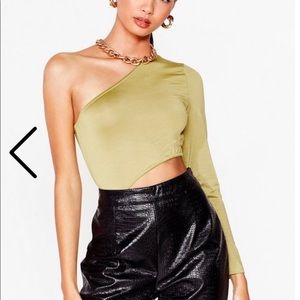 Nastygal black one shoulder bodysuit